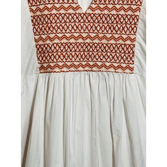 Madewell Embroidered Poplin V-Neck Mini Dress, Women's Size Small - Picture 4 of 11